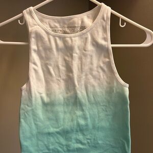 White and Mint Green Ombre Workout Tank Top